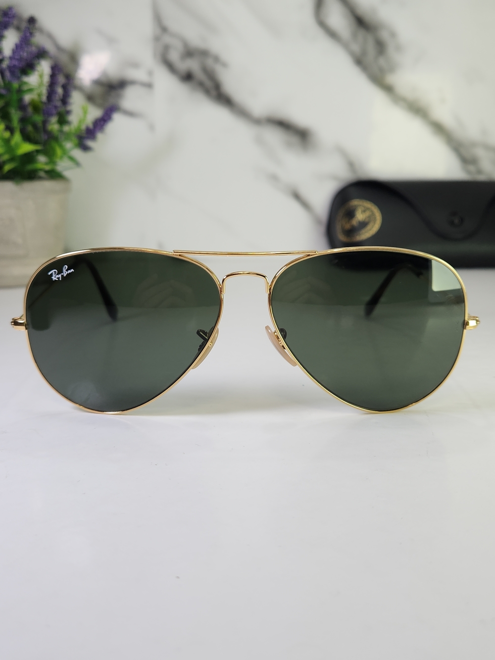 Ray-Ban Aviator  Size 62mm XL Gold Frame with Green Lenses